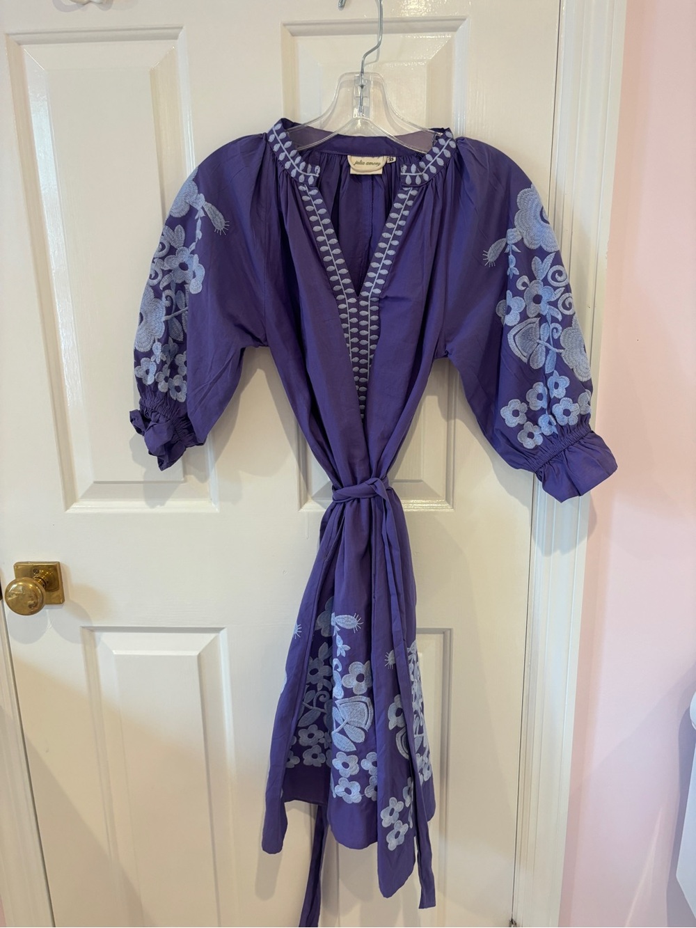 Julia Amory Embroidered purple short dress X SMALL